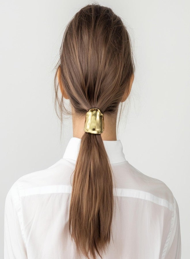 SmallCat 2 Pcs Hair Cuffs, 2.44 Inch High Ponytail Cuff, Decorative Long High Hair Ring, Metal Ponytail Cuffs for Women's Hair, Braids Festival Accessories Party Daily (Gold, Silver) - Image 5